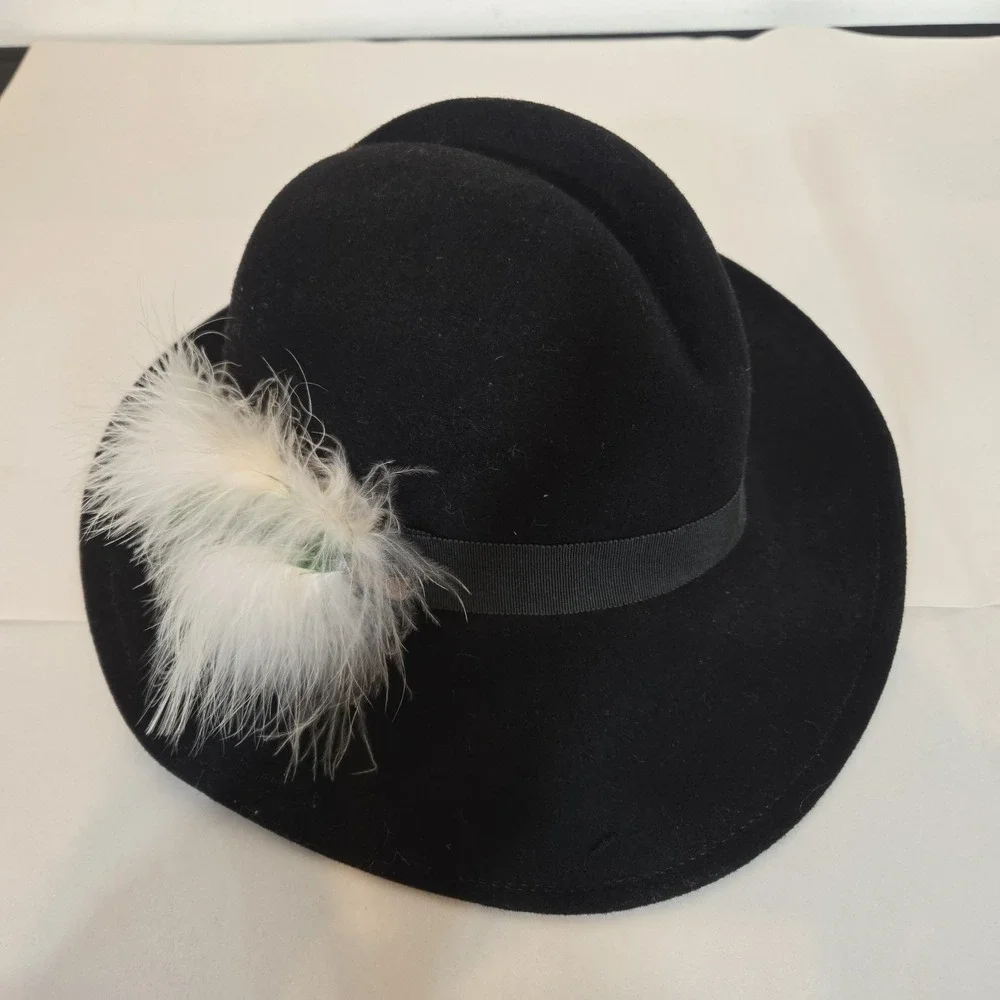 Vintage Lancaster 100% Wool Hat With Feather - Picture 2 of 12